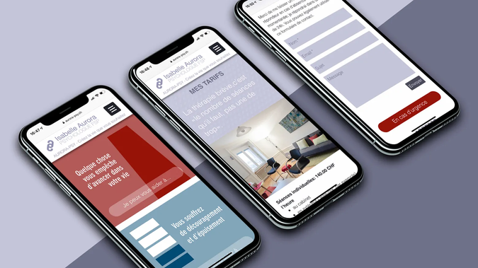 Aurora-psy.ch: Un site d'acquisition pour une psychologue. Référencement local et efficace, conversion optimisée. 75% de nouveaux clients.