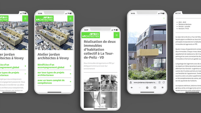 Jordan SA: Jordan architectes a confié à Experientiel la refonte de son site vitrine existant, avec un objectif clair: pouvoir mettre à jour son portfolio de projets facilement et rapidement, sans dépendre d'un développeur.

Nous avons réalisé le web design sur Wix Studio et mis en place des pages dynamiques pour la présentation des projets, un système de champs pré-formatés qui laisse l'équipe se concentrer sur le contenu plutôt que sur la mise en page, avec un référencement optimisé dès la création de chaque fiche.

Une stratégie SEO et de contenu à long terme a également été mise en place, avec un suivi des résultats dans les moteurs de recherche depuis la mise en ligne.