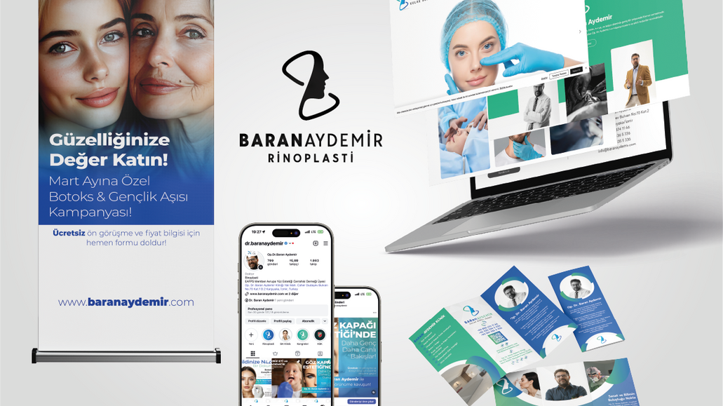 BA Klinik | Op. Dr. Baran Aydemir | İzmir: BA Klinik
2023-24 | İzmir | Web | Sosyal Medya | Tasarım
Sağlık sektörünün katı regülasyonları ve medya yasakları arasında, Op. Dr. Baran Aydemir ve BA Klinik için güven üzerine kurulu bir dijital ekosistem inşa ettik. Web sitesinden sosyal medya yönetimine, sağlık turizmine yönelik stratejik tasarımlardan tüm kurumsal kimlik ve sarf materyal üretimine kadar her aşamada 'etik ve yasal' sınırları koruyarak markayı konumlandırdık. İç ve dış mekan reklam pano üretimlerinden tüm kurumsal materyallere kadar her noktada tıbbi profesyonelliği yansıtan zanaatkar bir dokunuş sergiledik.