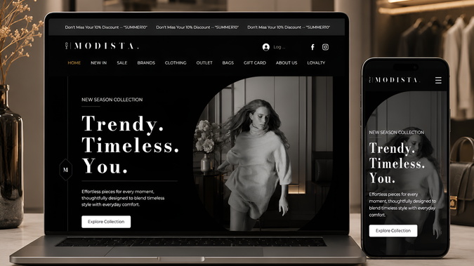 Modista Closet: Redesigned the website with a modern, professional, and visually appealing layout while preserving the original brand identity, color palette, typography, and overall design style. Enhanced the homepage by improving the visual hierarchy, spacing, and content structure for a cleaner user experience.

Redesigned multiple pages using a consistent grid-based layout to improve usability, readability, and design consistency across the website. Optimized the entire website for full responsiveness, ensuring a seamless experience on desktop, tablet, and mobile devices while maintaining a polished and cohesive design throughout.