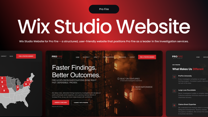 ProFire Alliance: Wix designed and Wix web developed a professional Wix Studio corporate website with responsive web design, UX/UI optimization, custom forms, and SEO setup. Delivered full website redesign, structured navigation, lead generation pages, mobile optimization, and conversion-focused layouts. Implemented technical SEO, on-page SEO, performance optimisation, and speed optimization. Built a scalable, modern B2B website with clear CTAs and intuitive user experience, helping improve credibility, engagement, and online visibility.