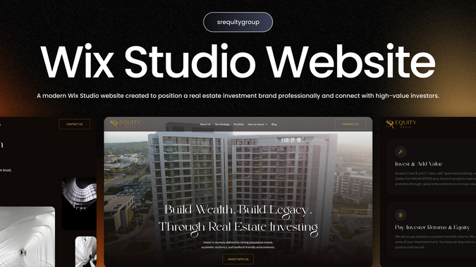 SR Equity Group: A fully custom Wix Studio website designed to attract real estate investors through strong branding, clear messaging, and SEO-driven structure. Built to support lead generation, credibility, and scalable growth.