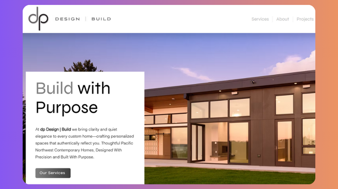 Architecture | Construction | Home Builder | Home Services: For dp Design Build—a Pacific Northwest architecture and construction firm—we executed a full website redesign synced to the client's existing brand voice, tone, and approach; bringing their online presence into the new AI‑driven, geo‑targeted search era. The project included building an easy‑to‑update CMS database to showcase past architectural and construction projects, empowering the client to add new work without developer assistance. We mobile‑optimized every page for speed, responsiveness, and competitive visual appeal across devices, ensuring a polished, modern experience for prospective clients. Leveraging Wix’s design flexibility, integrated SEO tools, and scalable content management, we implemented custom layouts, intuitive navigation, and search‑friendly page structures that support long‑term growth. We performed a complete technical SEO overhaul, including AI search optimization, geo‑specific keyword targeting for the Pacific Northwest, schema markup, and metadata refinement. The result is a high‑performing, search‑optimized platform that positions dp Design Build as a leader in modern architecture and design‑build services, while giving them the tools to manage and grow their portfolio with ease.