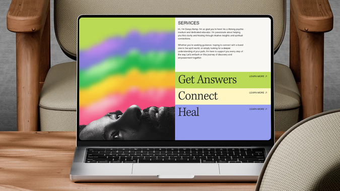 Donya Kemp Medium: Here is a custom website I designed for Donya Kemp, an incredible Atlanta based Medium and spiritual guide. ✨ From custom graphics, animations, copywriting and a color palette that reflects her vibrant yet calming energy- every element was crafted to showcase who she is and how she can support you on your journey. 💫