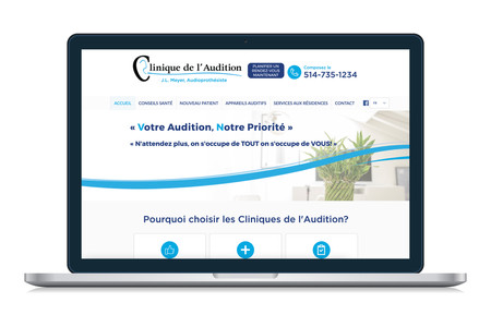 Clinique De Laudition: Hearing Clinic Custom Multilingual website design.