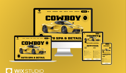 Cowboy Auto Spa: One-page Website featuring:
Custom product listing and Quick view (Velo Code)
Cutsom booking service listing and Quick View (Velo Code),
Modern Interface,
Responsive Design.