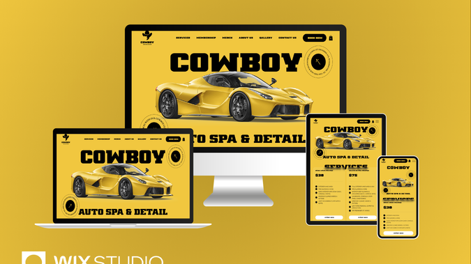 Cowboy Auto Spa: One-page Website featuring:
Custom product listing and Quick view (Velo Code)
Cutsom booking service listing and Quick View (Velo Code),
Modern Interface,
Responsive Design.