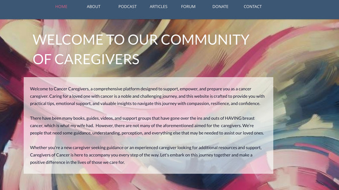 Cancer Caregivers: Website Design for Cancer Caregivers Network, Podcast Landing Page, Forum for Support Group and ability to take Donations. Optimized for desktop, mobile and search engines.