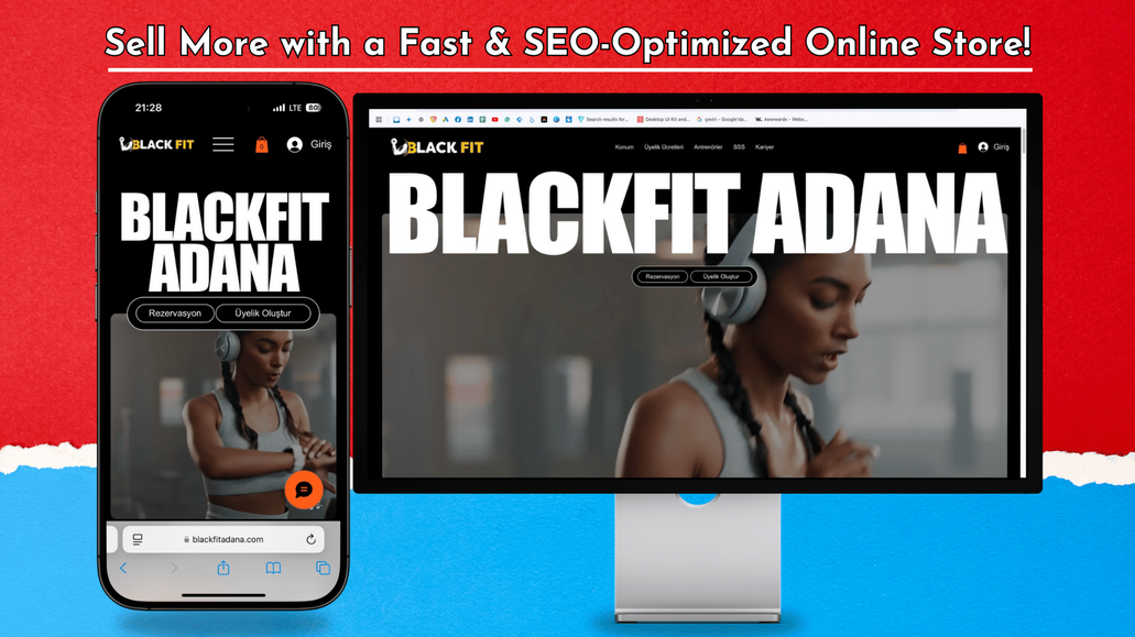 Black Fit Adana: The UX/UI Responsive design we developed for Black Fit Adana brings the modern gym experience to the digital world. Designed to provide members with easy access to the gym, this platform features an intuitive interface and interactive capabilities.

Key Features:

Mobile & Tablet Compatibility: Seamless usage on all devices with a responsive design.
Membership Management: A user-friendly panel for easy account creation and management.
Online Store: E-commerce integration for selling sports equipment and additional services.
Speed & Performance Optimization: Optimized coding for fast-loading pages.
SEO & Digital Marketing Optimization: SEO-friendly structure for better ranking on Google.
Modern & Dynamic Design: An energetic user experience aligned with the sports and fitness theme.
With this project, Black Fit Adana enhances its digital presence, offering its members a top-tier online experience while strengthening its brand identity.