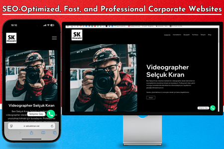 Selçuk Kıran: The web design developed for Selçuk Kıran is a platform specially designed for professionals in the field of videography. With a portfolio-focused, modern, and user-friendly structure, it has been optimized to showcase visual content in the best possible way.

Key Features:

Fully Responsive Design: Seamless viewing experience across mobile, tablet, and desktop devices.
Portfolio-Focused Structure: Custom gallery design to showcase videos, photos, and projects effectively.
SEO Optimization: Structured data and optimized content for better ranking on Google.
Speed & Performance Optimization: Optimized infrastructure for fast loading of high-quality media content.
Contact & Quote Request Form: User-friendly form allowing potential clients to reach out easily.
Self-Updating Content Management: Easy-to-use CMS for adding new projects and managing content.
With this project, Selçuk Kıran can now present his services professionally, reaching his target audience with a stronger digital identity.