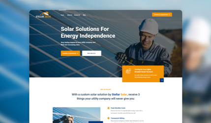 Stellar Solar: Stellar Solar offers custom solar solutions on the way to energy independence. They are defined by three fundamental characteristics: education, sensibility, and commitment.

Project includes Web Design & Development on Wix with Newsletter Sign Up.
