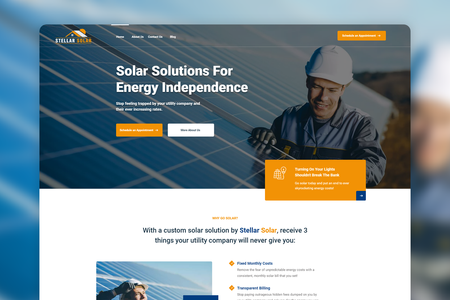 Stellar Solar: Stellar Solar offers custom solar solutions on the way to energy independence. They are defined by three fundamental characteristics: education, sensibility, and commitment.

Project includes Web Design & Development on Wix with Newsletter Sign Up.