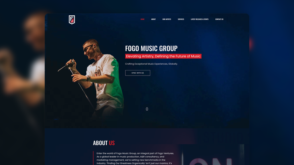 Fogo Music: Project includes Web Design & Development on Wix and Logo Design.