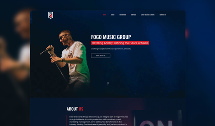 Fogo Music: Project includes Web Design & Development on Wix and Logo Design.