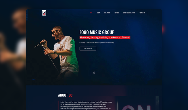 Fogo Music: Project includes Web Design & Development on Wix and Logo Design.