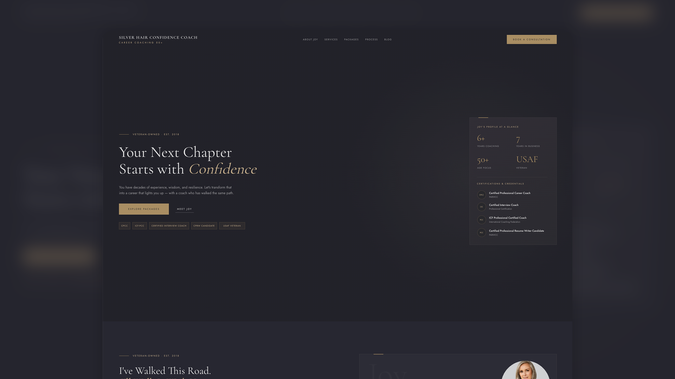 Silver Hair Confidence Coach: This project covers the design and development of a website built on Wix Studio, featuring responsiveness across all devices and screen sizes.
