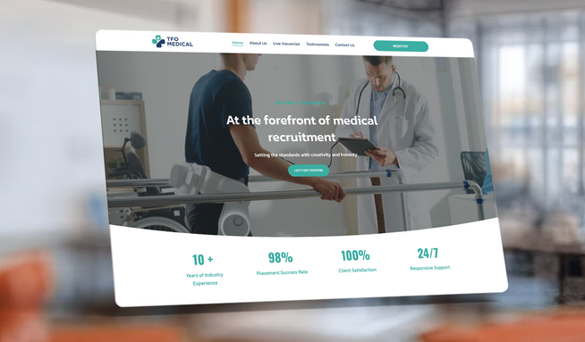 TFO Recruitment: TFO Recruitment - Branding & Website by Max at MX Web Design. Custom build, not from a template. 