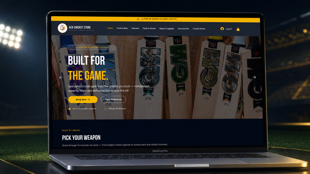ACA Cricket Store UK: Wix Editor to Wix Studio migration, designed by Max 