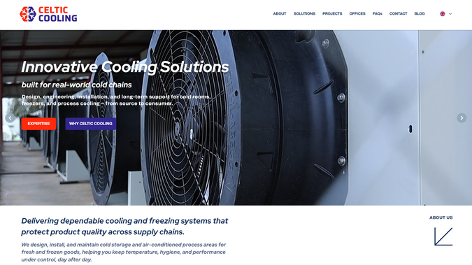 CELTIC COOLING: • Website design
• Mobile site
• Pro SEO
