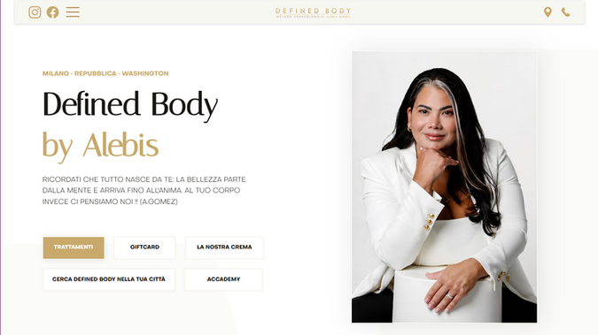 Defined Body by Alebis: Abbiamo creato il suo sito web per il suo centro estetico ottimizzando, design,  automazioni e flussi di lavoro il suo calendario digitale. 