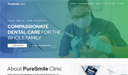 PureSmile Dental: One page webiste for a dental practice.