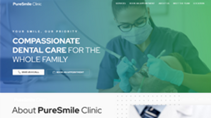 PureSmile Dental: One page webiste for a dental practice.
