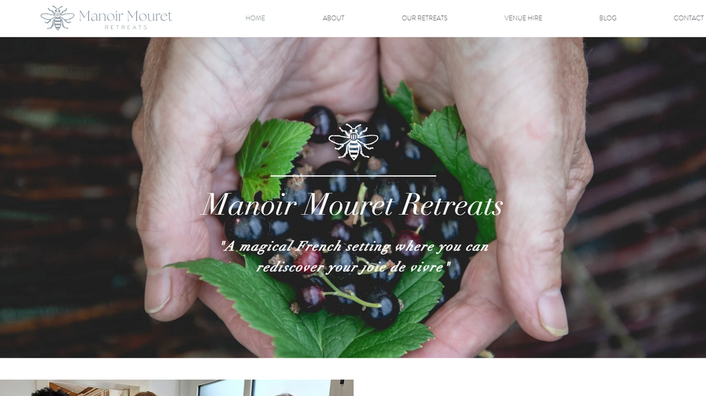 Manior Mouret: We helped Manoir Mouret with their Retreats website. We built the site in Editor X, made a logo and helped with site function and flow.