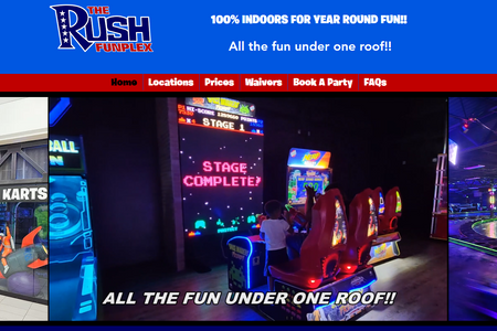 The Rush Funplex: Full re-design of website for an indoor activities company. Also provided SEO and Accessibility services to boost their traffic.