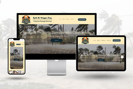Wix Studio: Attorney Website: K Marketing developed a Wix Studio website for a property damage attorney. The website has a professional design, clear call-to-action, and serves as a place to house his articles. The website is mobile-friendly and displays contact information for easy communication. Overall, it effectively showcases the attorney's expertise and successful track record in property damage cases.