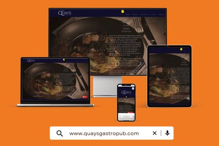 Quays Gastro Pub: Site created for local restaurant and bar. I also manage all social media and content for the bar with all restaurant menus design by myself. I also create all of photography for the site and social media.