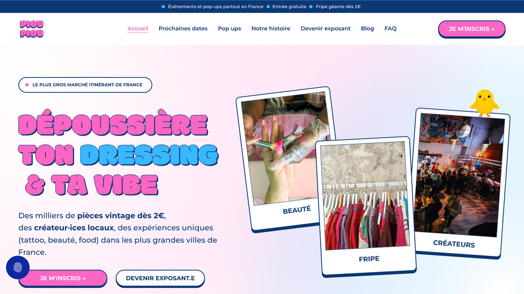 PIOU PIOU MARKET: Refonte complète, WIX Events et automations