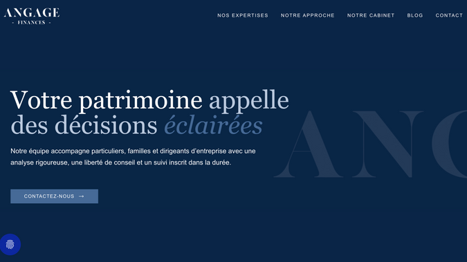 Angage: Site vitrine pour ce gestionnaire de patrimoine à Paris