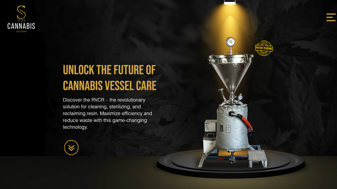 Cannabis Solutions: Advanced website design for a cannabis equipment manufacturer with an ROI calculator.