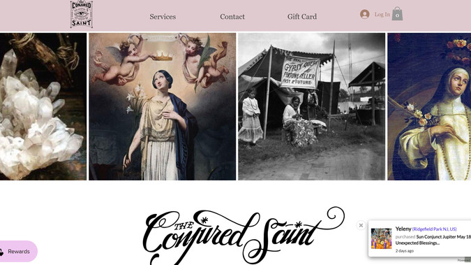 The Conjured Saint: Website refresh, modified header, footer, minor edits and streamlined load times. 