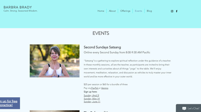 Barbra Brady: Website redesign, UI/UX updates, SEO, Wix Video, Blog, contact and payment methods expanded. 