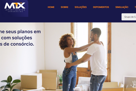 MTX Consórcios: Site profissional com formulário de orçamento e layout único.