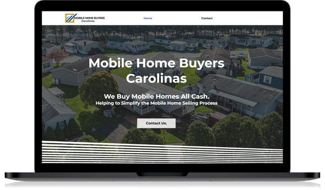Mobile Home Buyers Carolinas: Mobile Home Buyers - Fully-Responsive, Content-Enhanced Website for a Client in North Carolina. This site also utilizes the shape divider feature, stock assets, animation, and a newly-branded logo (which I created)!