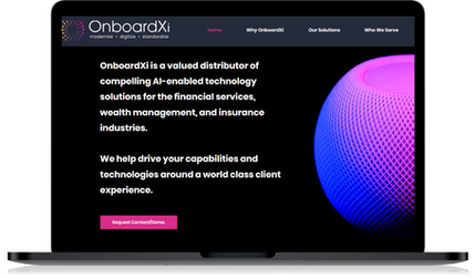 OnboardXI : Tech-themed, AI-based website built on Wix classic with dark gradient style guide, stock imagery and videos with healthy animation.