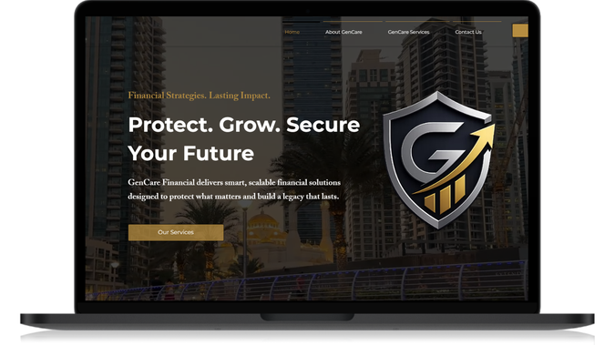 Gencare Financial: Financial consulting agency site with contrasting dark space, widget/text animations, and video heroes. We love the way Gencare Financial came out :)