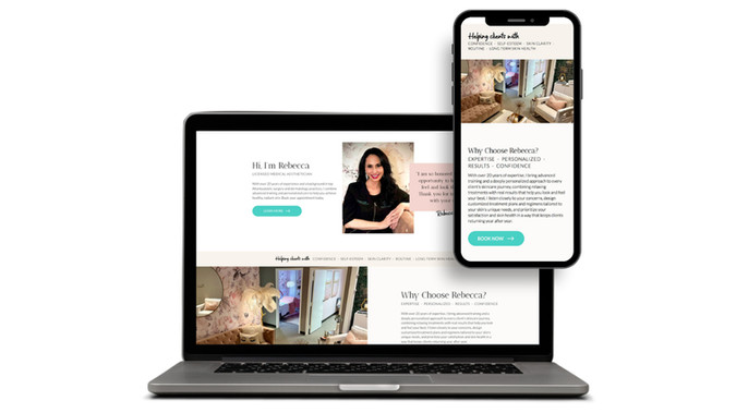 Fresh Faces by Rebecca: A Wix-built website I designed and built for Fresh Faces by Rebecca, a medical aesthetician's skincare studio in Atlanta offering dermaplaning, microneedling, chemical peels, hydrodermabrasion, and LED therapy. The homepage opens with a "Where Results Meet Relaxation" hero, then introduces Rebecca with her 20+ years of experience and background in top Atlanta plastic surgery and dermatology practices. A six-service grid leads into a scrolling testimonial carousel and an extensive before-and-after gallery that showcases real client results, followed by SEO-driven blog content, an email opt-in, and a persistent "Book Now" CTA throughout.