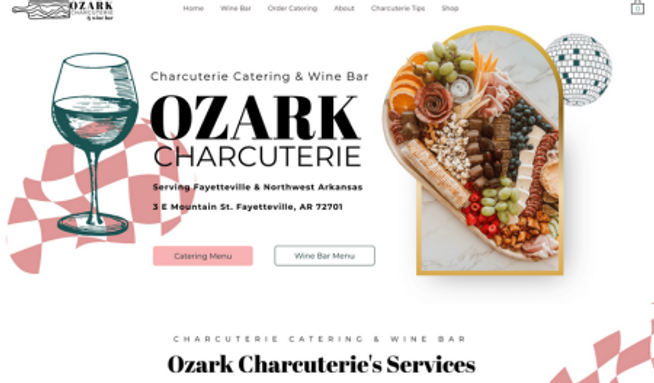 Ozark Charcuterie : Brand Redesign and Website Build. We Redesigned the branding and aesthetic to prepare for her new wine bar opening.  