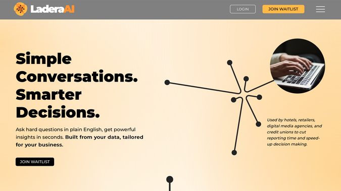 Ladera.ai —  Artificial Intelligence B2B SaaS Website + Brand, Logo, + Sales Collateral : Ladera.ai — Brand Identity, Website & Sales Collateral (Wix Studio)
Industry: Artificial Intelligence / SaaS (Conversational Analytics)

Illustrated Domain designed and built Ladera.ai’s new website in Wix Studio, creating a clean, conversion-focused experience that clearly communicates the value of its conversational analytics platform. The site features a streamlined demo funnel, structured Solutions hub organized by technology category, and subtle motion design for a modern yet professional feel.
The project expanded into a full brand identity system, including a new logo, color palette, typography, and custom illustrations that visualize AI-driven insights without relying on product screenshots. To support sales and marketing, we also produced a branded Google Slides deck and one-pager template, giving Ladera’s team reusable assets for vertical campaigns and investor presentations.

Services Provided:
Complete Website Design & Build (Wix Studio) • UX & Conversion Strategy • Information Architecture • Custom Illustrations & Iconography • Brand Identity & Logo Design • Visual Style Guide • Layout & Content Structuring • SEO & Metadata Setup • Domain Transfer & Launch Support (AWS → Wix) • Branded Sales Deck & One-Pager Templates • Team Training & Post-Launch Support
