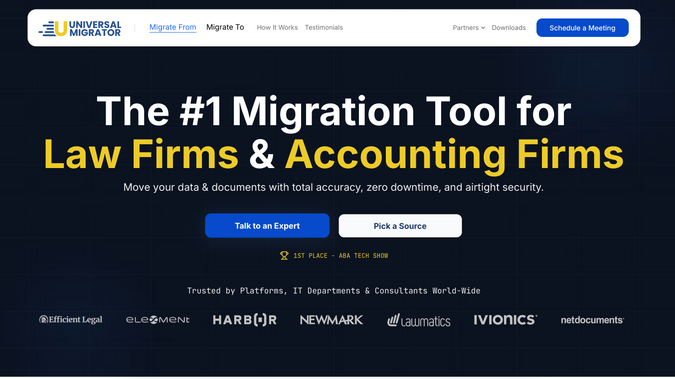Universal Migrator: Universal Migrator: Legal Tech Platform Website

Illustrated Domain partnered with Universal Migrator to design and build a modern legal technology platform focused on simplifying software migration workflows for law firms and legal professionals. Developed in Wix Studio, the website combines streamlined UX, scalable CMS architecture, and custom-coded functionality to support a highly structured service ecosystem while maintaining a polished, professional user experience.

We developed a dynamic multi-database architecture powering migration pathways, consultant directories, and related content across hundreds of automatically generated pages. Each page was structured for discoverability, intuitive navigation, and long-term scalability, allowing users to efficiently explore migration options and connect with qualified professionals.

Custom Velo development powers dynamic routing, intelligent filtering, and contextual user flows throughout the platform, creating a seamless experience between research, navigation, and consultation booking.

Scalable CMS architecture with custom functionality
Our team handled the full project lifecycle from UX strategy and information architecture to CMS development, custom coding, responsive implementation, and launch. The platform’s interconnected CMS collections were designed to support complex relational content structures while remaining easy for the client team to manage internally.

Dynamic profile pages automatically surface related experience, migration pathways, and supporting content, creating a unified browsing experience across the platform. We also designed structured workflows and modular content systems to support future growth and ongoing platform expansion.

The result is a clean, technically robust legal tech platform that balances operational flexibility with a refined user experience positioning Universal Migrator as a trusted resource within the legal software migration space.

Services Provided: Full Website Design & Build • Multi-level CMS Architecture • Custom-Coded Dynamic Routing & Filtering (Velo) • Responsive Desktop, Tablet & Mobile Design • UX & Information Architecture • Dynamic Content Systems • Dynamic Page Structure • Launch Support