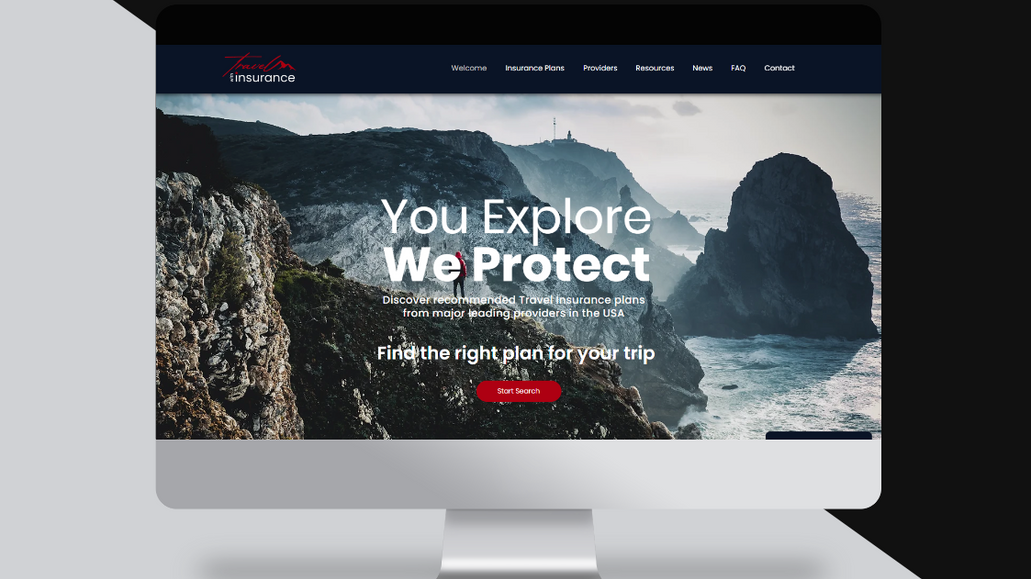 Travel with Insurance: Travel Insurance Company. Brand design, brand strategy and website development.