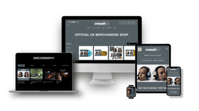 MESH: Mesh – Band Website & Online Store
Platform: Wix / Wix Studio
Industry: Music & Creative Industries

MESH, an established electronic band from Bristol, UK, came to me with an outdated WordPress website that no longer met their needs. Plugins had stopped working, the site was insecure, and the design no longer reflected the band’s identity. Their growing catalogue of music, content, and merchandise needed a stable, professional digital home.

Project scope:
This became the most extensive website project I’ve delivered to date: a six-month rebuild of a fully functional band website and online store designed to support long-term growth, not just a moment in time.
At the time of the initial build in 2023, there was no current album cycle or unified visual branding. The challenge was to create a robust, flexible foundation that could evolve when new material eventually arrived.

What we created together:
_ Discography & Lyrics (Wix CMS): Every album, single, and track built as dynamic CMS collections, with individual pages and lyrics linked to each release.
_ EPK (Electronic Press Kit): A professional, media-ready section for promoters, press, and industry partners.
_ Gallery & Visual Identity: A clean, modern gallery highlighting the band’s 30+ year history while leaving room for future visual evolution.
_ E-Commerce: A fully integrated Wix Online Store connected to a print-on-demand provider for seamless merchandise sales and fulfilment.
_ Events & Ticketing: Wix Events setup to manage and promote shows, keeping fans informed and simplifying ticket access.
_Email Marketing: Integrated email system to support long-term audience engagement and communication.

Scalability & rebrand turnaround:
What stood out most was how robust and future-proof the Wix platform proved to be.
When the new album was pre-announced in early 2026 and a clear visual identity finally existed, the website did not need rebuilding. Within less than 48 hours, the site was effectively rebranded by:
_ Updating typography
_ Adjusting brand colours
_ Adding new releases and lyrics to the existing CMS

All functionality remained fully intact. The result felt like a completely new website, without touching the underlying structure.

This demonstrated just how scalable, adaptable, and rebrand-ready Wix (and Wix Studio) can be for long-term creative projects, especially in industries where branding evolves over time.

The result:
A modern, flexible, and scalable website that works as a central hub for fans, press, and partners. From discography and lyrics to merchandise, events, and future releases, everything is now connected, easy to manage, and built to evolve alongside the band.