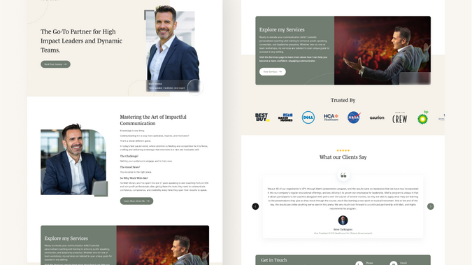 Matt Moran: This is my client Matt's project, where I designed the Figma mockup and developed the website in Wix Studio.
