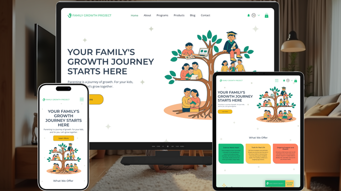 Family Growth Project: In this project, we developed a conversion-focused, visually refined website. Every element was intentionally designed to guide users, improve engagement, and drive action. We aligned the design with the brand’s positioning to elevate credibility and stand out in the market. The result is a high-performing digital presence built to turn traffic into real business.