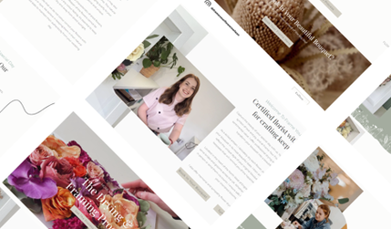 Frame Your Flowers: Natasha needed a fresh redesign to elevate the website that she designed herself a couple of years ago. 

She had a beautiful set of photos to use, and we pulled through consistency with colours and font styles to create her new design! 