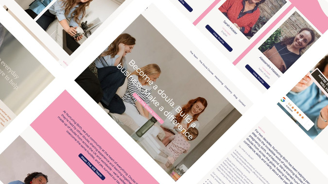 Nurturing Birth: Nurturing Birth is an amazing doula training company, who came to me needing a website that was going to bring their brand up to where they wanted to be positioned. The brief was "the Waitrose of their industry" and we achieved while introducing a consistent colour palette, visuals and conversion focused customer flow. 