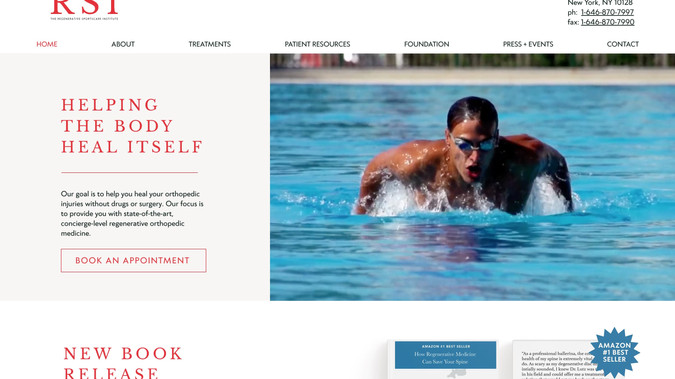 RSI+: Comprehensively migrated the RSI+ website from WordPress to Wix, delivering a refreshed design and streamlined user experience. The new site showcases the clinic’s range of regenerative sports care services, practitioner bios, patient resources, and FAQs. SEO settings were fully optimized to maintain and improve search visibility, and the layout was redesigned to ensure clarity, responsiveness, and ease of navigation across all devices.